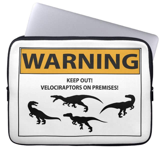 Behalt aus! Velociraptor-Zeichen Laptopschutzhülle (Vorderseite)