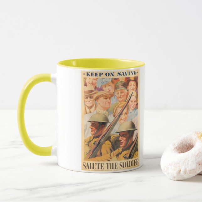 Behalt beim Rett. Neudruck des britischen Kriegspo Tasse (Mit Donut)