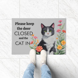 behalt bitte die Tür geschlossen und die Katze(n) Fußmatte