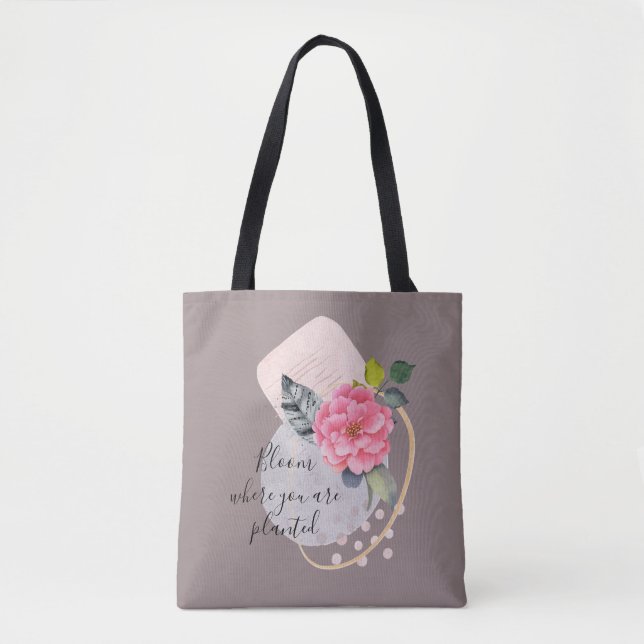 Behalt blühende Blumenkollage Tote Tasche (Vorderseite)