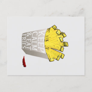 Behalt Calm and Eat Fries Pop Art Postkarte