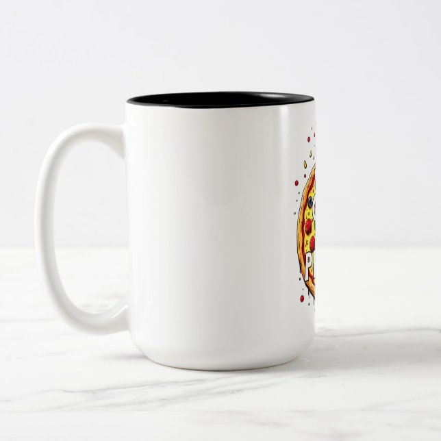 Behalt Calm and Eat Pizza: Perfekt für Pizza Zweifarbige Tasse (Links)