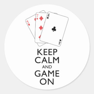 BEHALT CALM AND GAME ON - Card Games Runder Aufkleber