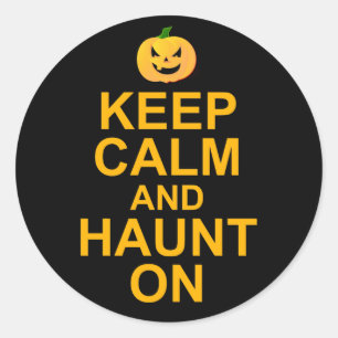 Behalt Calm and Haunt On, Halloween Runder Aufkleber