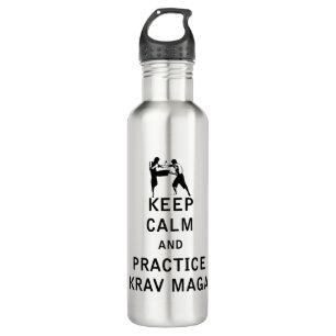 Behalt Calm and Practice Krav Maga - Israel IDF Edelstahlflasche
