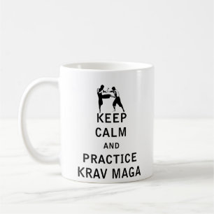 Behalt Calm and Practice Krav Maga - Israel IDF Kaffeetasse
