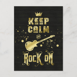 Behalt Calm and Rock on Electric Gitarre Typografy Postkarte