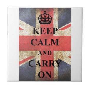 Behalt Calm Carry auf britischer Flagge Fliese