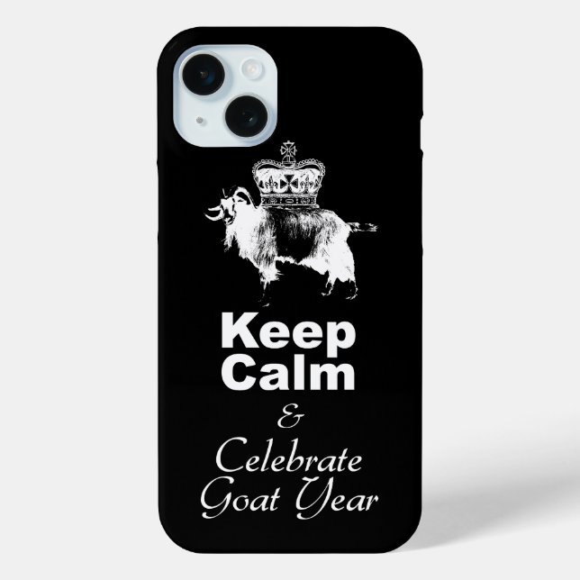 Behalt Calm Celebrate Goat Year Black iPhone Case (Rückseite)
