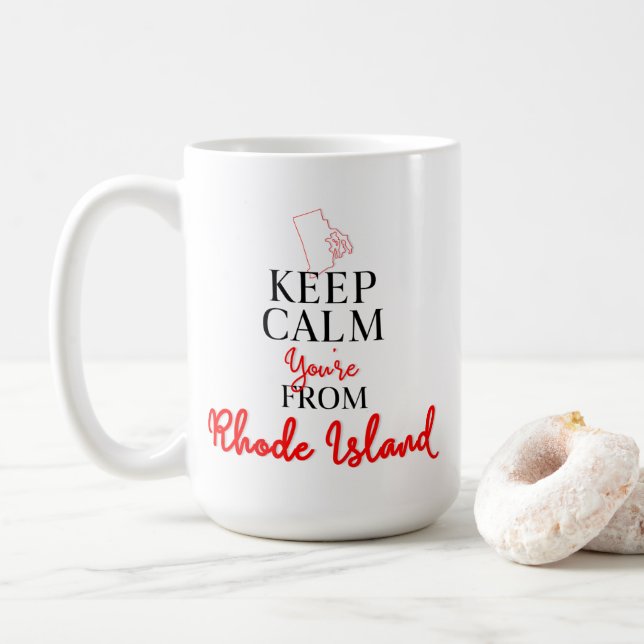 Behalt Calm Du bist von Rhode Island Kaffeetasse (Mit Donut)