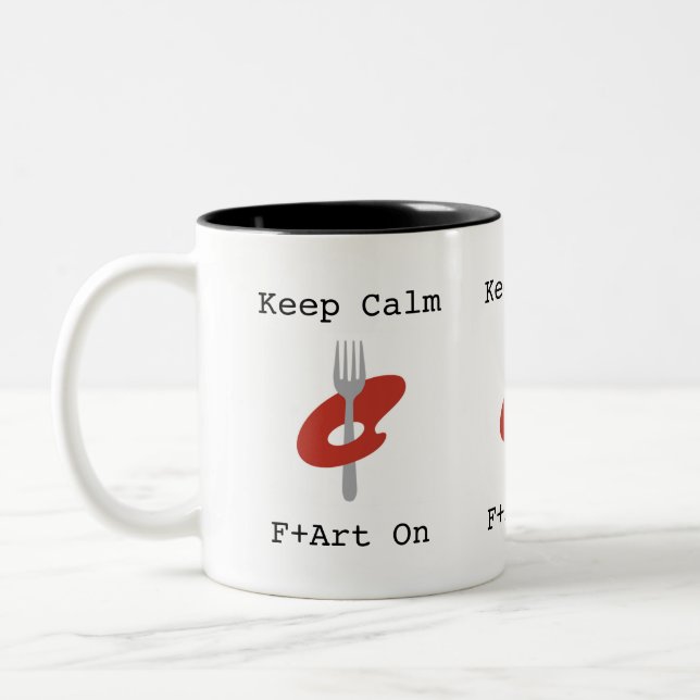 Behalt Calm F+Art auf Tasse durch das F+Art Café (Links)