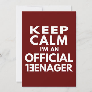 Behalt Calm i'm ein offizieller Teenager Einladung