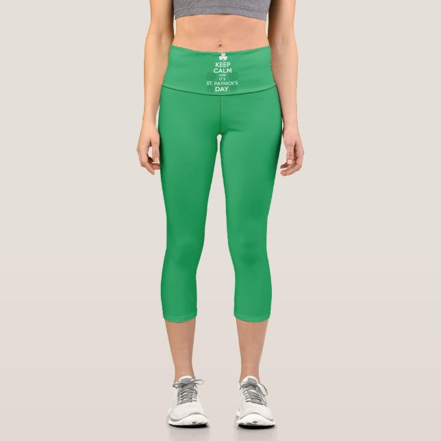 Behalt Calm It's St Patricks Day Irish Capri Leggings (Vorderseite)