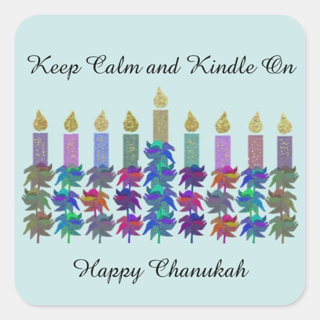 Behalt Calm Kindle auf Chanukah Quadratischer Aufkleber (Vorderseite)