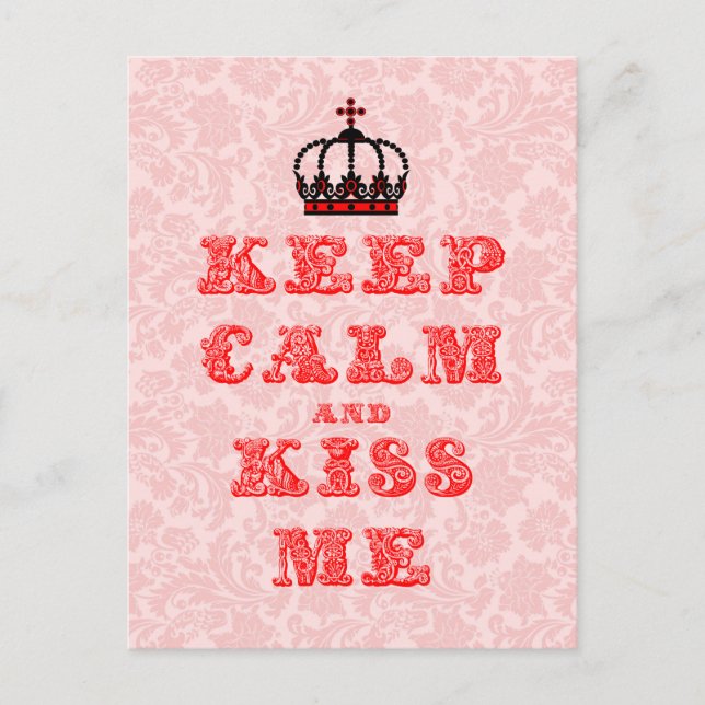 Behalt Calm & Kiss Me - Rosa & Rote Blütenmasken Postkarte (Vorderseite)