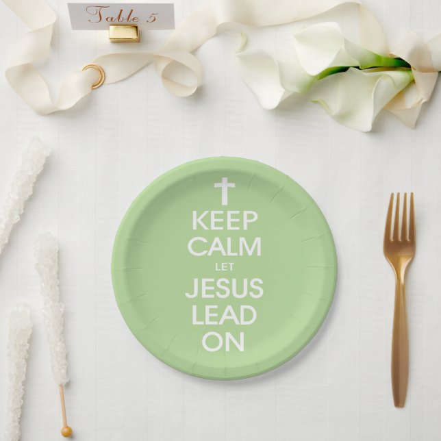 Behalt Calm Lass Jesus Lead On - Christlich Religi Pappteller (Hochzeit)
