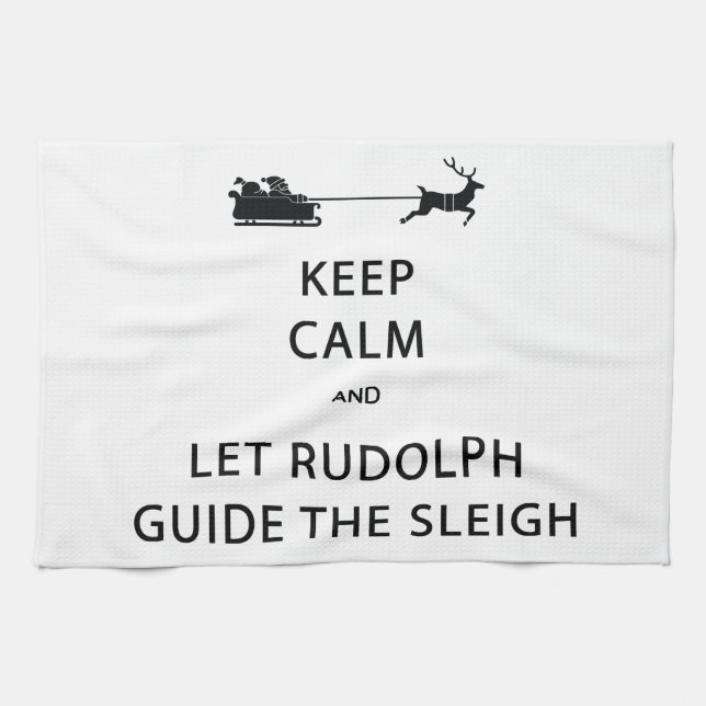 Behalt Calm Lass Rudolph Guide Sleigh Geschirrtuch (Horizontal)