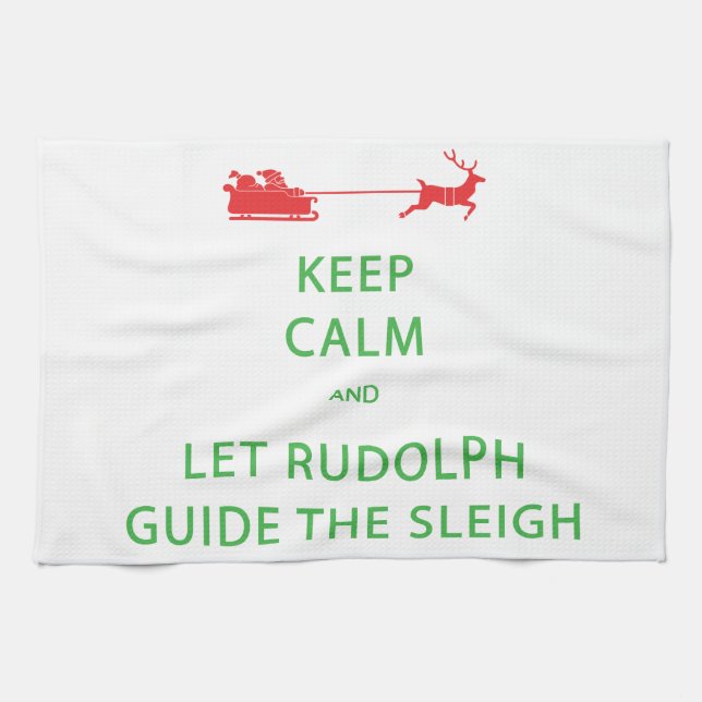 Behalt Calm Lass Rudolph Guide Sleigh Geschirrtuch (Horizontal)