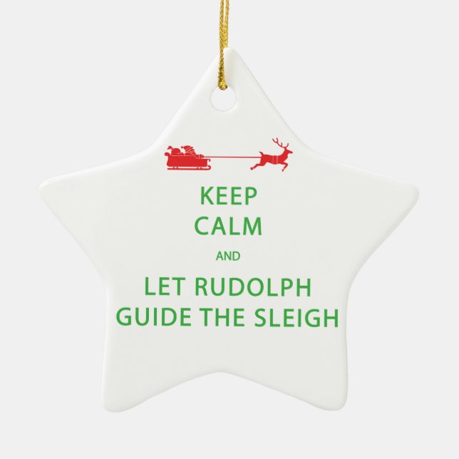 Behalt Calm Lass Rudolph Guide Sleigh Keramikornament (Vorne)