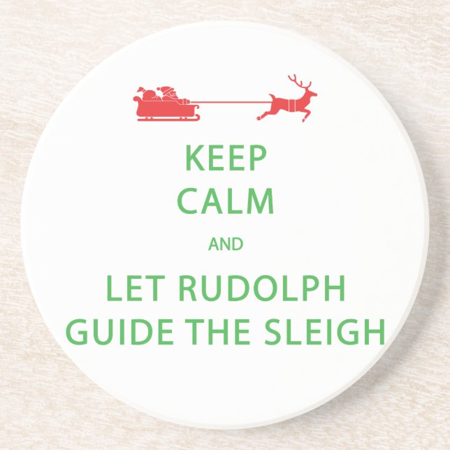 Behalt Calm Lass Rudolph Guide Sleigh Sandstein Untersetzer (Vorne)