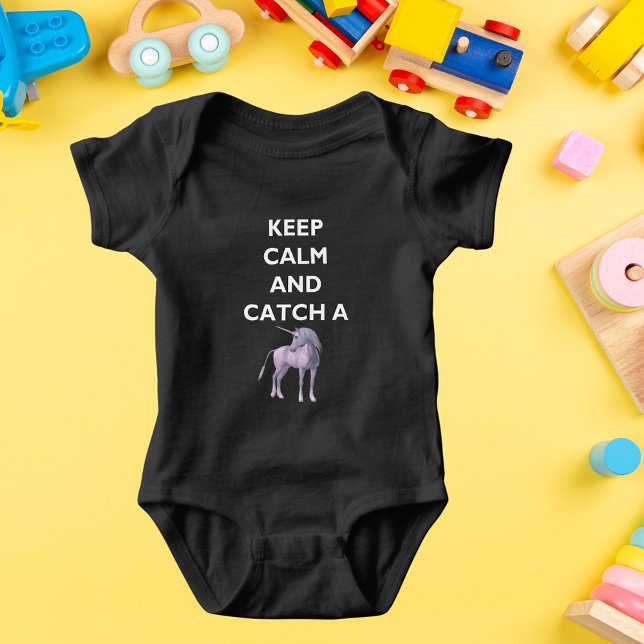 Behalt Calm & Lila Unicorn Baby Dark Bodysuit Strampler (Keep Calm & Purple Unicorn Baby Dark Bodysuit)