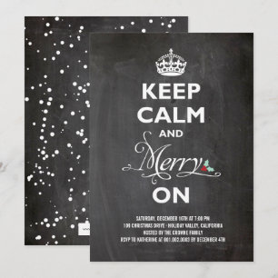 Behalt Calm Merry auf Chalkboard Holiday Party Ein Einladung