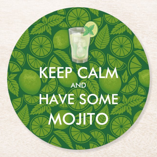 Behalt Calm - Mojito Runder Pappuntersetzer (Vorderseite)