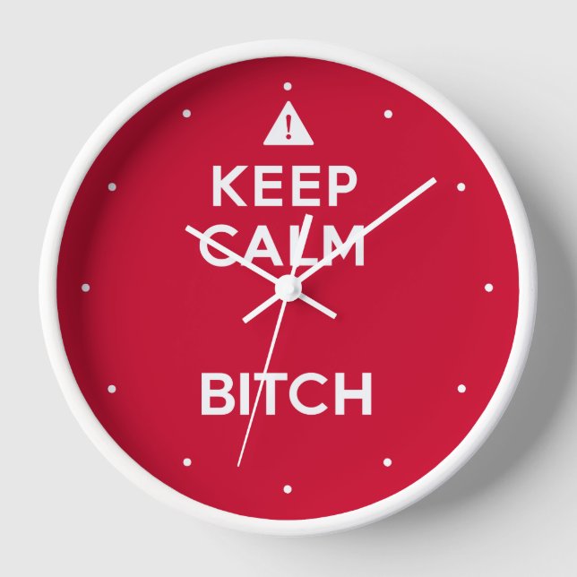 Behalt Calm Parody Funny Wall Clock Wanduhr (Vorderseite)
