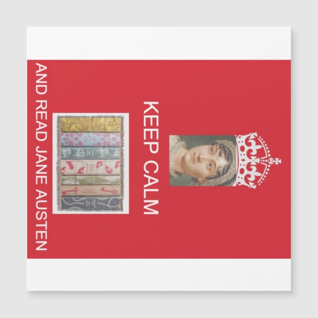 Behalt Calm, Read Jane Austen Magnetkarte (Vorderseite)