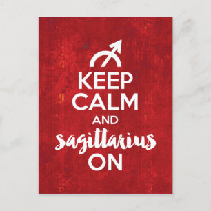 Behalt Calm Sagittarius am Geburtstag Rot Postkarte