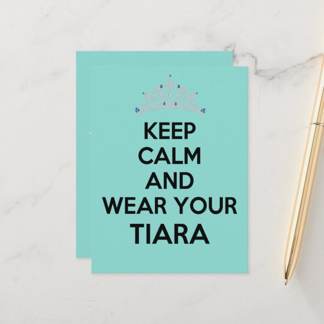 Behalt Calm Tragen Sie Ihr Tiara Celebration Party Ankündigungspostkarte (Vorderseite/Rückseite Beispiel)