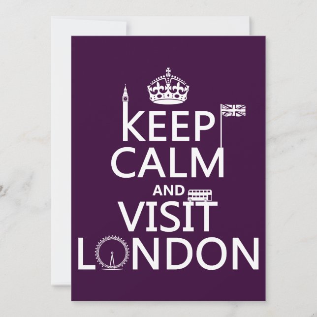 Behalt Calm und Besuch London Einladung (Vorderseite)
