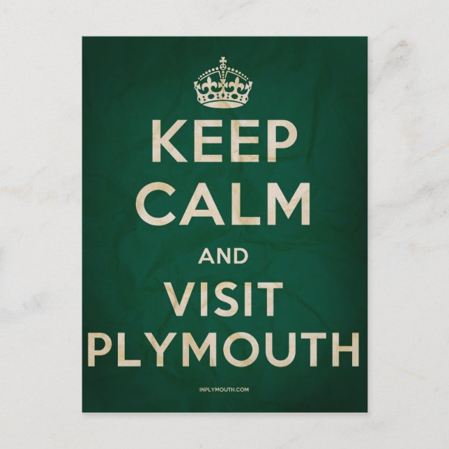 Behalt Calm und Besuch Plymouth Postkarte (Vorderseite)