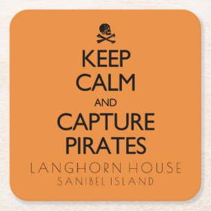 Behalt Calm und Capture Pirates Halloween Rechteckiger Pappuntersetzer