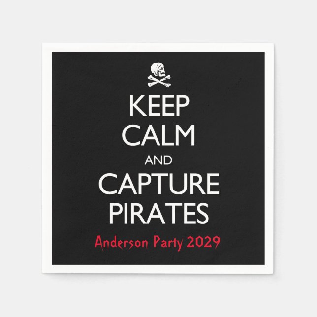 Behalt Calm und Capture Pirates Paper Dinner Napki Serviette (Vorderseite)