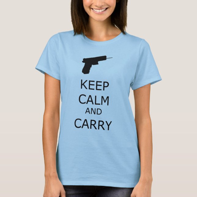 Behalt Calm und Carry Ringer T-Shirt (Vorderseite)