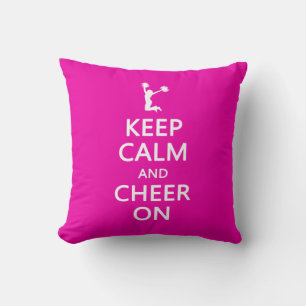 Behalt Calm und Cheer On, Cheerleader Pink Kissen