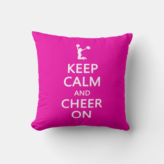 Behalt Calm und Cheer On, Cheerleader Pink Kissen (Vorderseite)