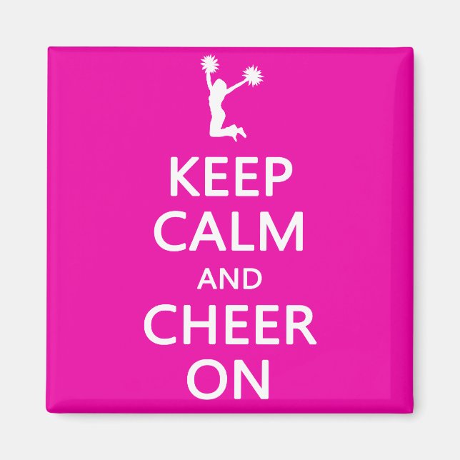 Behalt Calm und Cheer On, Cheerleader Pink Magnet (Vorne)