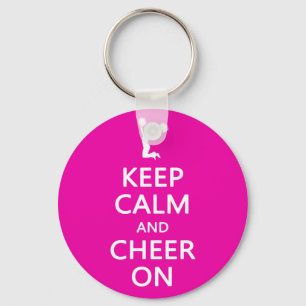 Behalt Calm und Cheer On, Cheerleader Pink Schlüsselanhänger