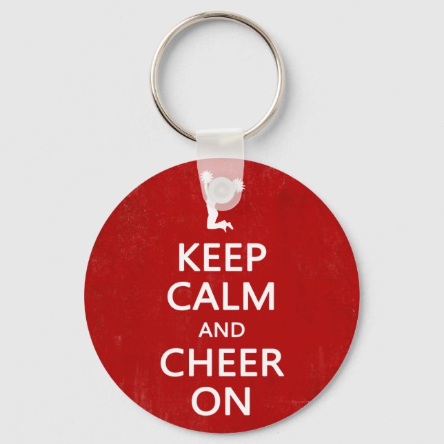Behalt Calm und Cheer On, Cheerleader Red Schlüsselanhänger (Vorderseite)
