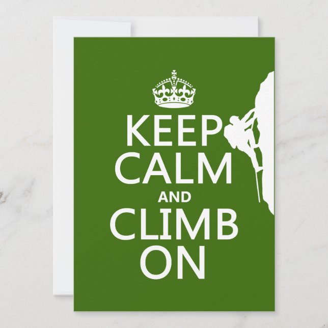Behalt Calm und Climb On (einstellbare Farbe) Einladung (Vorderseite)