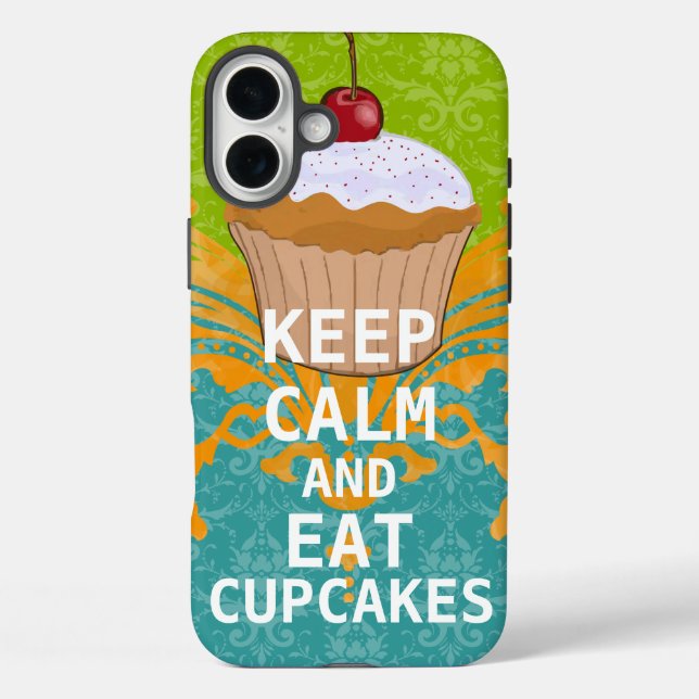BEHALT CALM UND esse Cupcakes-change aqua in belie iPhone 16 Plus Hülle (Rückseite)
