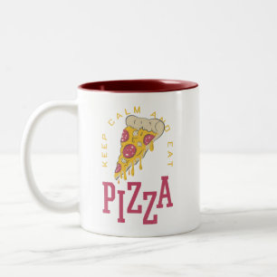 BEHALT CALM UND ESSEN PIZZA - FUNNY ZWEIFARBIGE TASSE