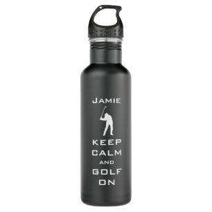 BEHALT CALM UND GOLF für Ihren Namen Edelstahlflasche