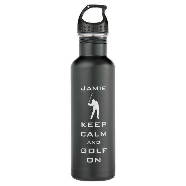 BEHALT CALM UND GOLF für Ihren Namen Edelstahlflasche (Vorderseite)