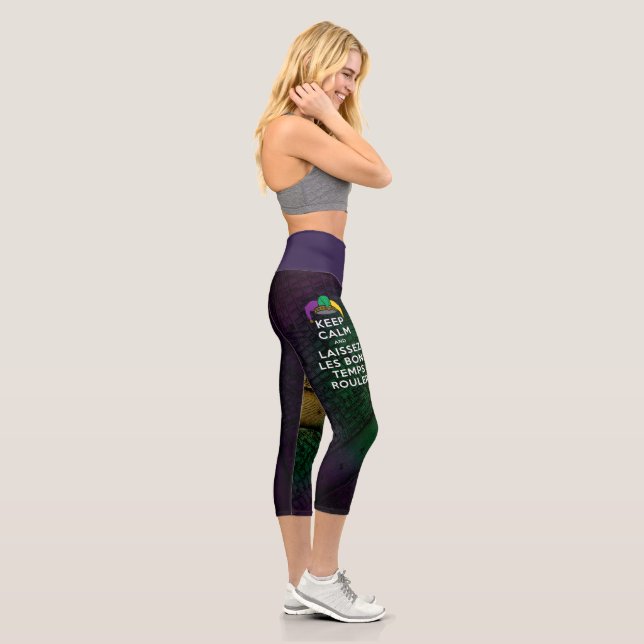 BEHALT CALM und LAISSEZ LES BONS TEMPS ROULER Capri Leggings (Rechts)