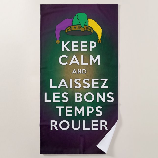BEHALT CALM und LAISSEZ LES BONS TEMPS ROULER Strandtuch (Vorderseite)