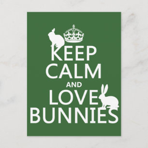 Behalt Calm und Liebe Bunnies - alle Farben Postkarte