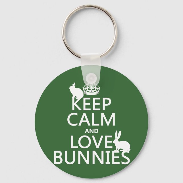Behalt Calm und Liebe Bunnies - alle Farben Schlüsselanhänger (Vorderseite)